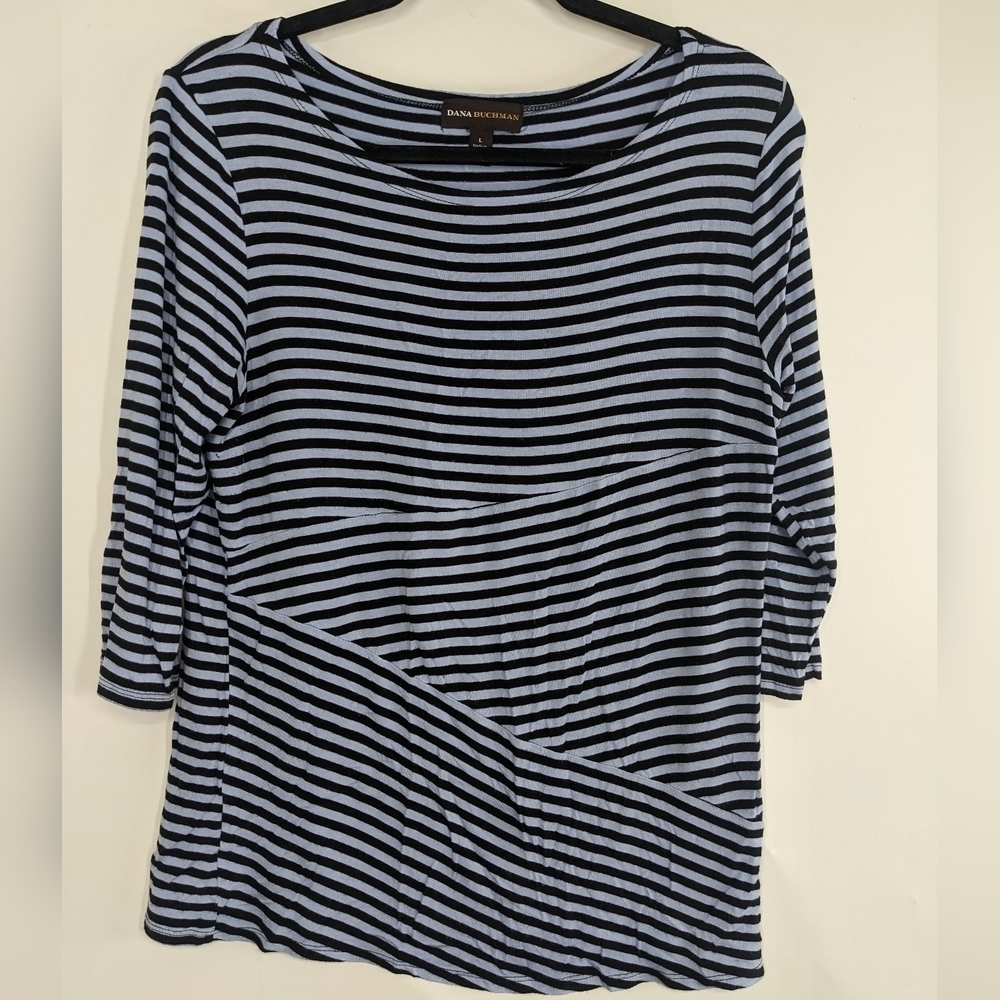 DANA BUCHMAN 3/4 Sleeve Striped Tee